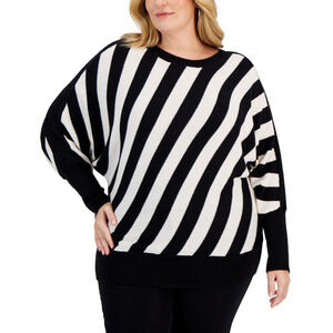 Anne Klein Dolman Sleeve Sweater Black/White Plus Size 3X 3742